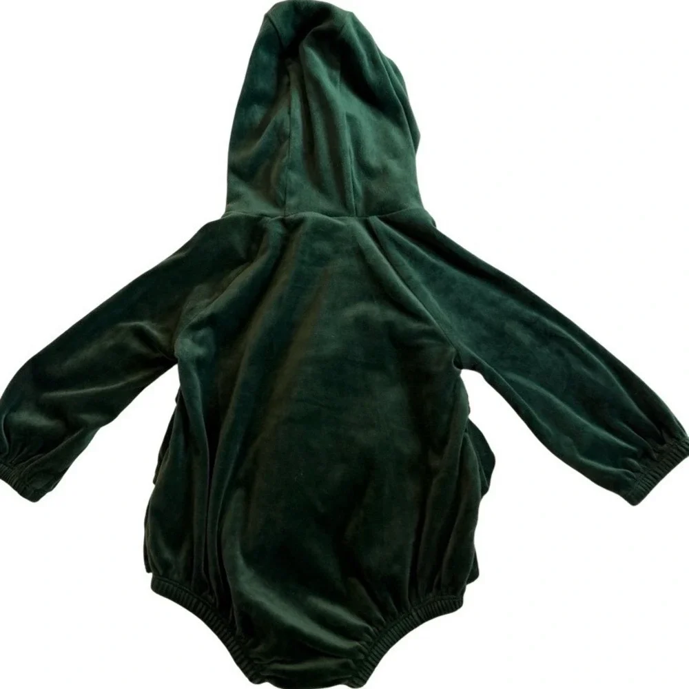 Old Navy Baby Christmas Tree Velour Hooded Bodysuit Green 18-24M Holiday Costume